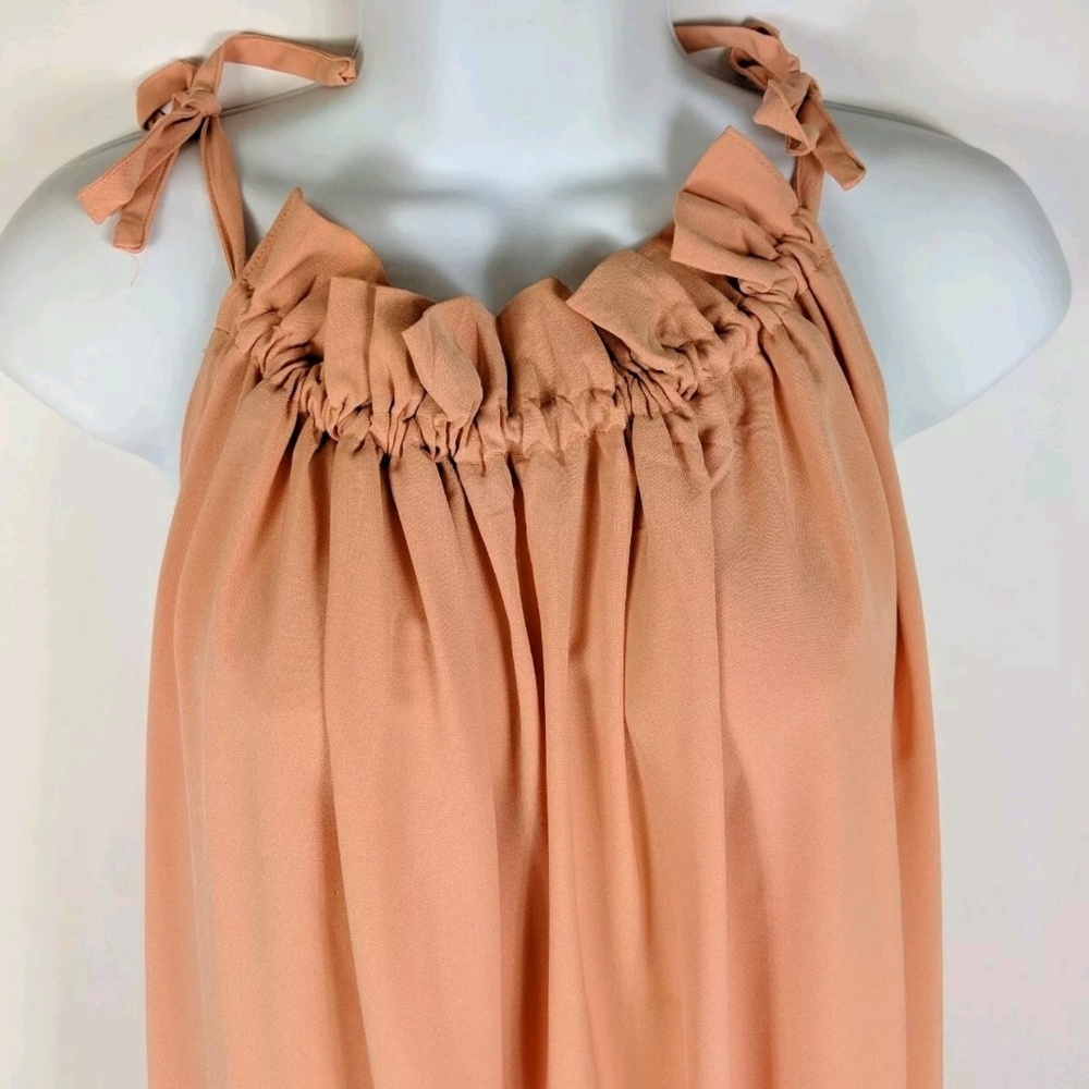 Listicle Light Pink Peach Dress Flowy Tie Straps - Picture 2 of 7